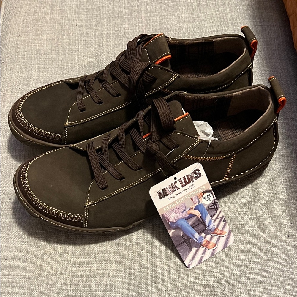 Muk Luks Men's Brown Sneakers with Orange Highlights